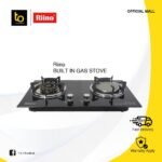 Riino Tempered Glass Gas Stove Build In Table Top with 2 Burner Stove Hybrid Cooker ND2F